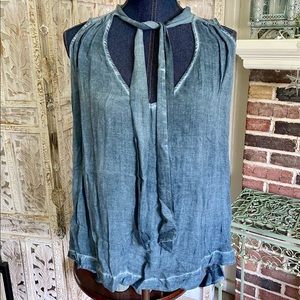 Free People Blue Tie Tank M